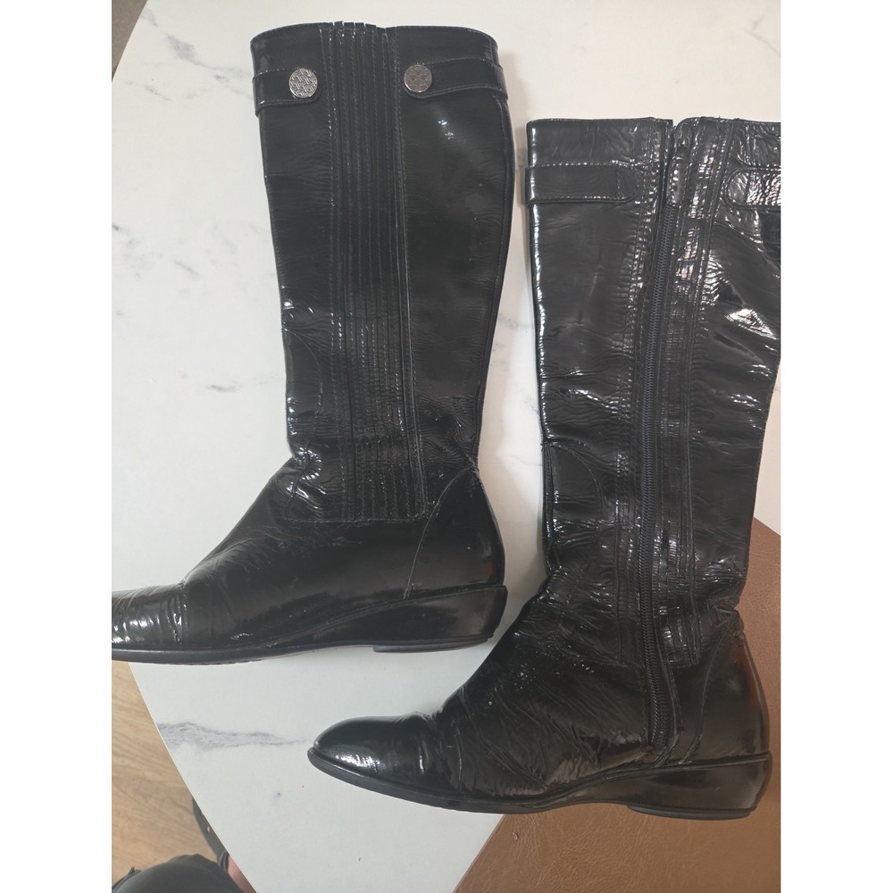Cole Haan  Lucie Black Patent Leather Waterproof Knee High Boots Women's Sz 5.5B